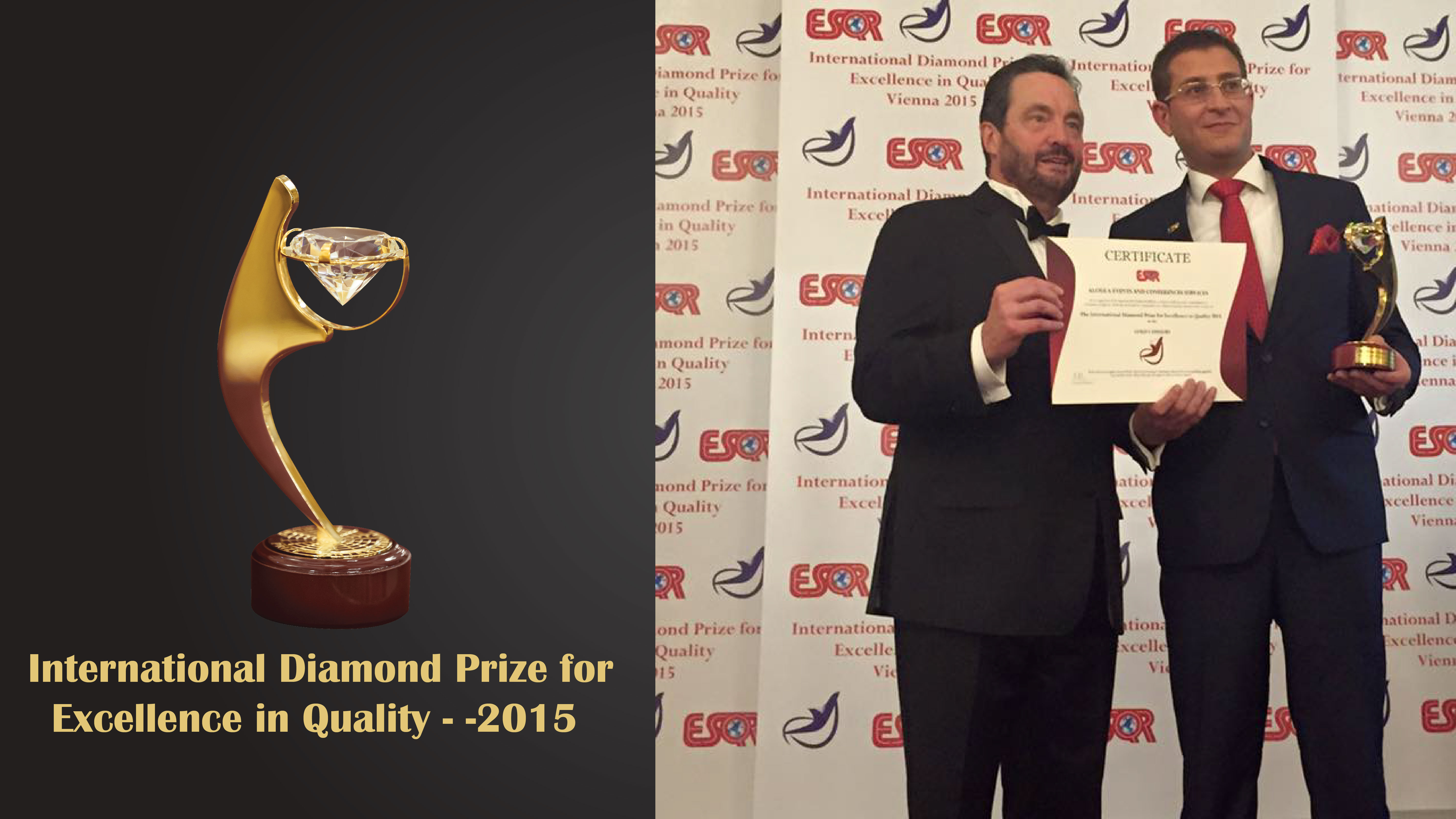 الجائزة الدولية الماسية للتميّز في الجودة – 2015 International Diamond Prize for Excellence in Quality – 2015